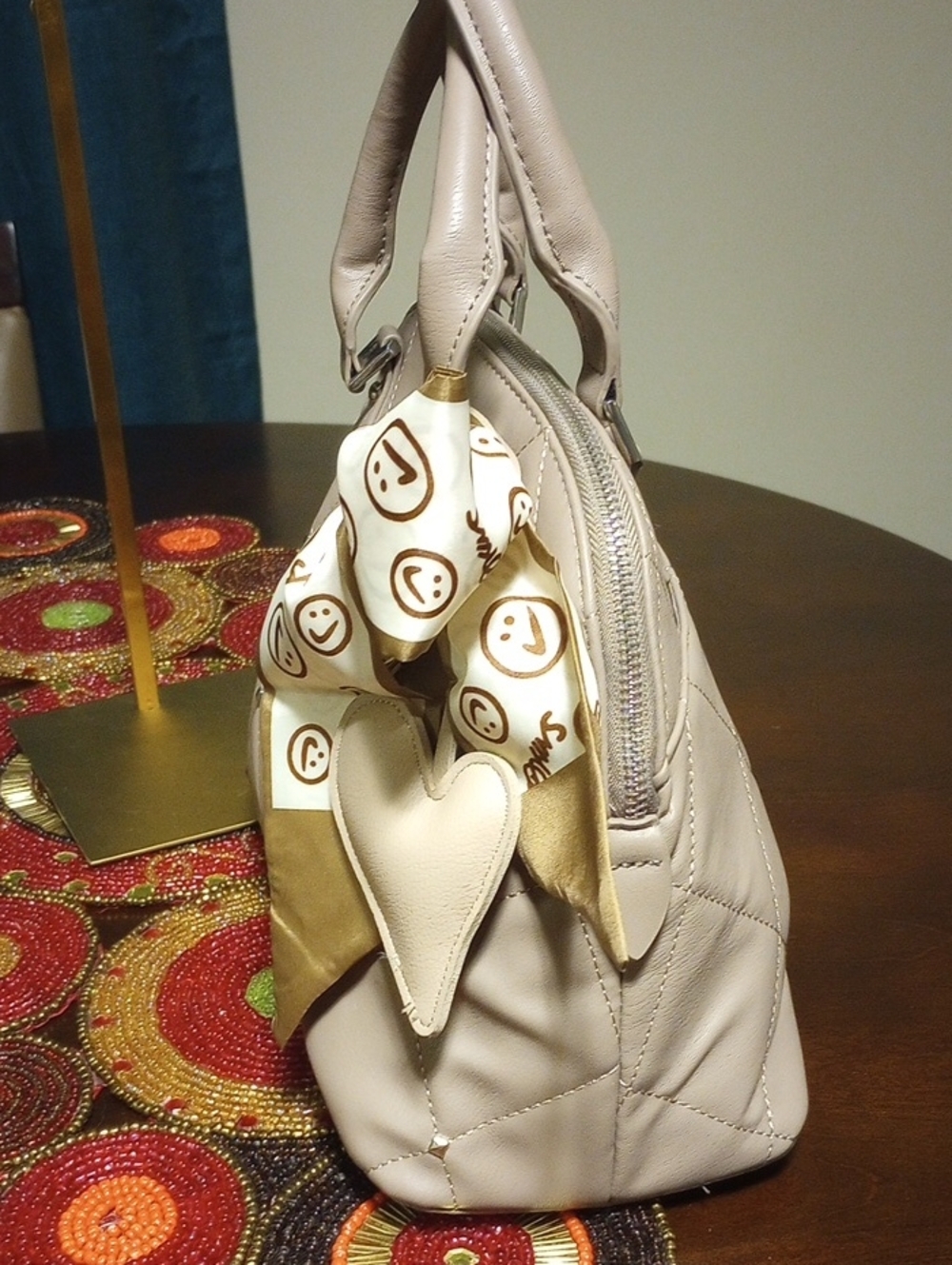 Quilted Dome Satchel w/Crossbody Strap - Picture 8 of 16